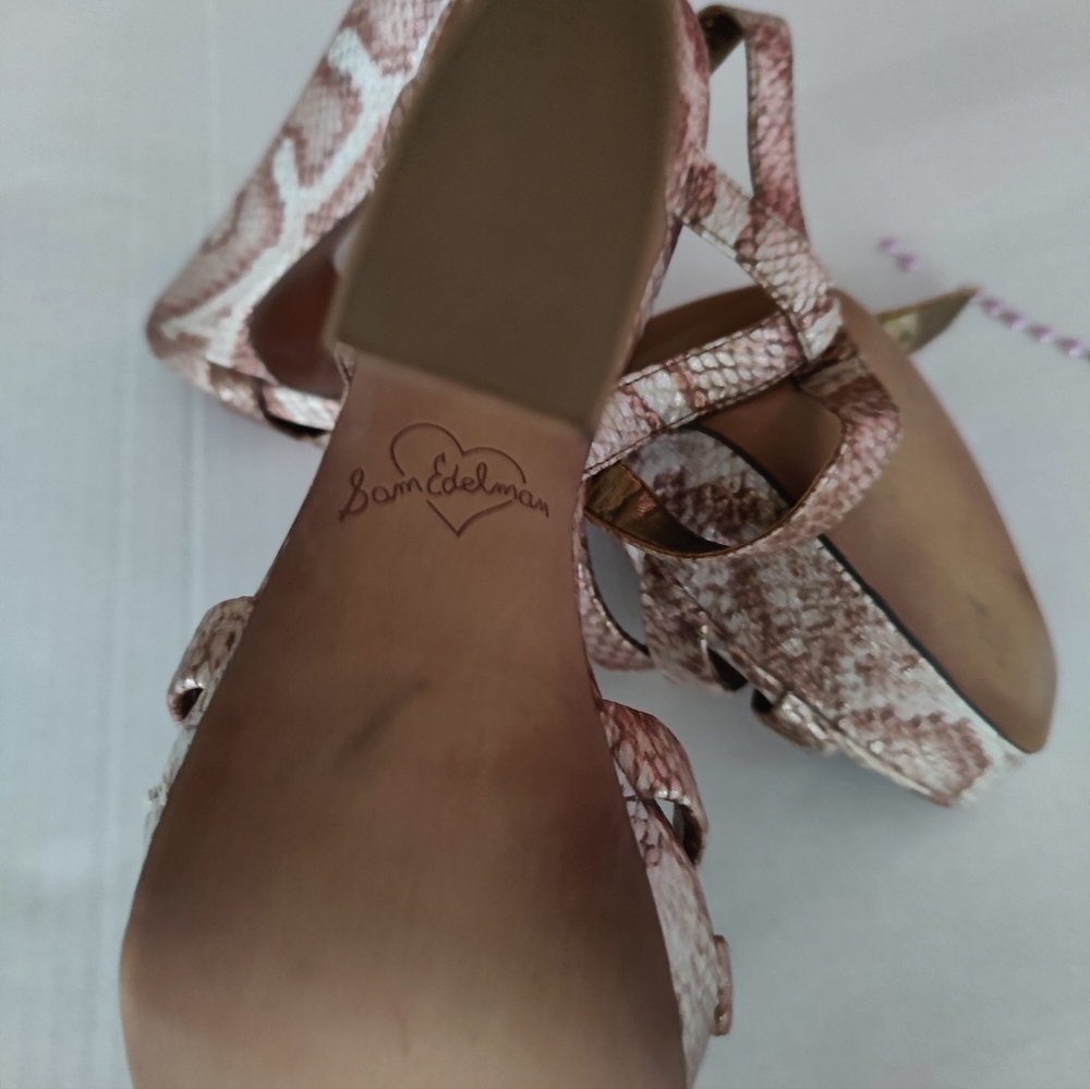 New Sam Edelman- Taryn Metallic Rose Python heels Size 10 - Picture 3 of 6